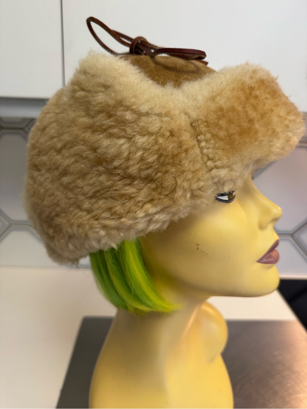 L.L.BEAN Freeport ME. vintage 80s sheepskin Shearling trapper hat EC SOFT/SUPPLE